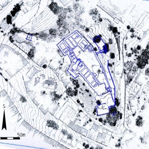 Lipnice nad Sázavou. Půdorys hradu na podkladu 3D skenování sledovaného prostoru (kresba P. Vitula).