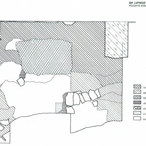 Lipnice nad Sázavou 2000. Plán archeologické situace v ploše S7/2000 odkryté J. Šulcovou v roce 2000 u zazděné 2. brány do hradu (podle J. Šulcové – NPÚ ÚOP v Pardubicích, dříve Státní památkový ústav v Pardubicích, plán je uložen v archivu NPÚ ÚOP v Telči).