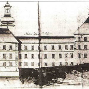 Obr. 11: Valtice – zámek 1690. Historické vyobrazení. Anonym podle Lorenze – 2. nádvoří – pohled od SZ.