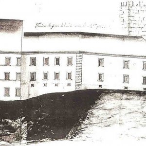 Obr. 12: Valtice – zámek 1690. Historické vyobrazení. Anonym podle Lorenze – 3. nádvoří – pohled od SZ.