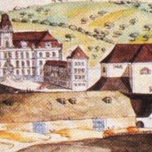 Obr. 21: Valtice – zámek 1795. Historické vyobrazení. Müller  – výřez z celkového zobrazení – pohled od SV.