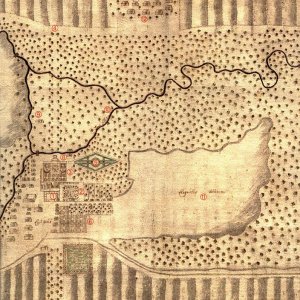 Obr. 6: Lednice – zámek 1688. Historický plán areálu v 17. stol. 