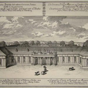 Obr. 10: Lednice – zámek 1720. Historické vyobrazení průčelí barokních jízdáren – rytina - J. A. Delsenbach.