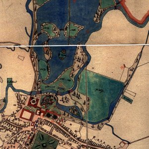 Obr. 16: Lednice – zámek 1840. Historický plán lednického areálu.