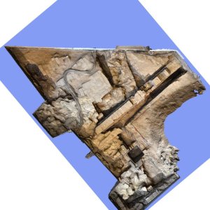 Obr. 165-2: Veveří – hrad 2017/02. Pokladna. Fotoplán půdorysu odkryté archeologické situace tvořené různě starými kamennými, kamenocihelnými a cihelnými zdmi včetně cihlami dlážděných podlah a otopného zařízení v interiéru budoucí pokladny (zhotovil M. Dejmal).