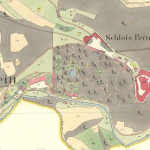 Obr. 26: Pernštejn – hrad 1826. Situace hradu na mapě Císařského otisku (zdroj ČÚZK).