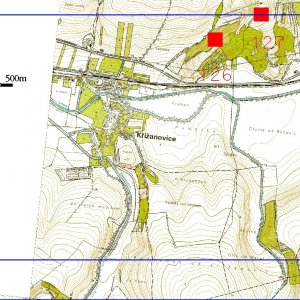 Ždánický les 2018. Mapový list 0-7. 126 - Křižanovice 1 (okr. Vyškov) - trať Zámeček - hradiště - starší doba bronzová, starší doba železná; 127 - Marefy 1 (okr. Vyškov) - ťrať Člupy - hradiště - pozdní doba kamenná, starší doba bronzová.

