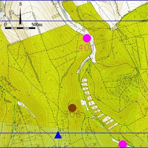 Ždánický les 2018. Mapový list 2-7. 306 - Heršpice 5 (okr. Vyškov) - trať Kepkov - tvrz - středověk - památka zapsaná do ÚSKP pod r. č. 30703/7-3631; 401 - Heršpice 7 (okr. Vyškov) - trať Bousky, Bohušky, Mušenice - zaniklá vesnice Bohušky (Bohušice) - středověk - památka zapsaná do ÚSKP pod r. č. 30703/7-3631.