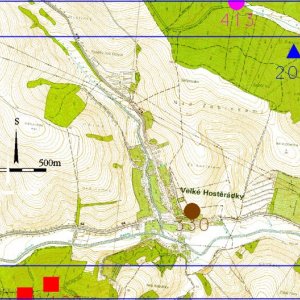 Ždánický les 2018. Mapový list 5-5. 203 - Velké Hostěrádky 2 (okr. Břeclav) - trať Skřípov - mohylové pohřebiště - doba bronzová, starší doba železná, raný středověk - památka zapsaná do ÚSKP pod r. č. 11402/7-2507; 330 - Velké Hostěrádky 3 (okr. Břeclav) - nelokalizováno - tvrz - nedochovaná - středověk; 413 - Velké Hostěrádky 2 (okr. Břeclav) - trať Skřípov - zaniklá vesnice Skřípov - středověk.