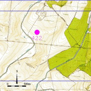 Ždánický les 2018. Mapový list 5-9. 123 - Nechvalín 2 (okr. Hodonín) - trať Mezi chodníky - hradiště (?) - pravěk; 422 - Lovčice 4 (okr. Hodonín) - trať Doubky - zaniklá vesnice Kopetice - středověk.