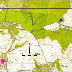 Ždánický les 2018. Mapový list 5-10. 123 - Nechvalín 2 (okr. Hodonín) - trať Mezi chodníky - hradiště (?) - pravěk; 201 - Bohuslavice u Kyjova 2 (okr. Hodonín) - trať Lískovec, Darov, Šotnery - mohylové pohřebiště - raný středověk; 303 - Nechvalín 1 (okr. Hodonín) - trať Klobouk, Hrad, Hradisko, Klobúk - tvrz - středověk - památka zapsaná do ÚSKP pod r. č. 32645/7-2348; 434 - Ostrovánky 1 (okr. Hodonín) - zaniklá vesnice Ostrovánky - středověk.