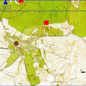 Ždánický les 2018. Mapový list 7-9. 100 - Věteřov 1 (okr. Hodonín) - trať Veselý kopec, Babylon, Babí lom - hradiště - starší doba bronzová; 101 - Věteřov 3 (okr. Hodonín) - trať Za kouty - hradiště - dosud nedatováno; 103 - Sobůlky 1 (okr. Hodonín) - trať Vala, Veselá hora - hradiště - starší, střední a pozdní doba bronzová - starší doba železná - památka zapsaná do ÚSKP pod r. č. 18395/7-2387; 200 - Strážovice 1 (okr. Hodonín) - trať Pod silnicí - mohylové pohřebiště - raný středověk; 301 - Sobůlky 2 (okr. Hodonín) - trať Turecký kopec - tvrz - středověk; 328 - Strážovice 2 (okr. Hodonín) - zámek v intravilánu obce - tvrz nedochovaná přestavěná na zámek - středověk, novověk - památka zapsaná do ÚSKP pod r. č. 26417/7-7001; 333 - Sobůlky 3 (okr. Hodonín) - trať trať Vala, Veselá hora - tvrz - středověk - památka zapsaná do ÚSKP pod r. č. 18395/7-2387; 